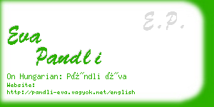 eva pandli business card